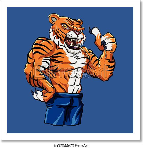 561x581 Free Art Print Of Tiger Mascot Tiger Fighting Mascot Vector
