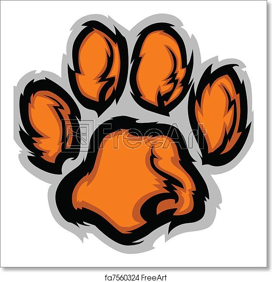 561x581 Free Art Print Of Tiger Paw Mascot Vector Illustratio Tiger Paw