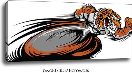 453x252 Racing Tiger Mascot Graphic Vector Canvas Print Barewalls