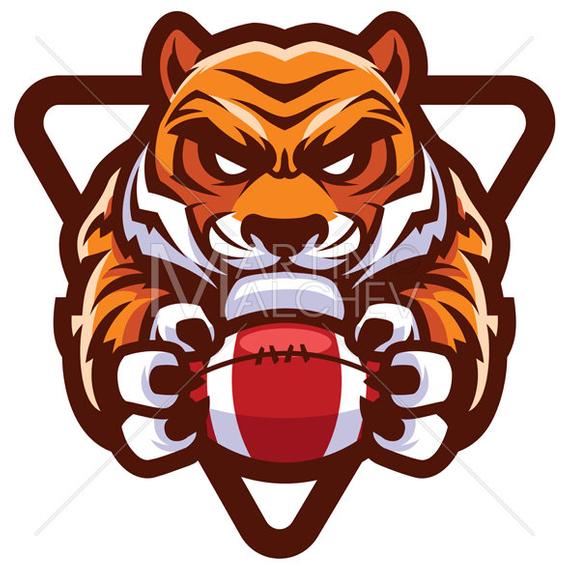 570x570 Tiger American Football Mascot Vector Illustration Sport Etsy