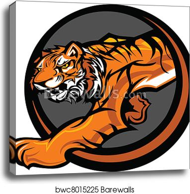 382x390 Tiger Mascot Body Vector Graphic, Canvas Print Barewalls Posters