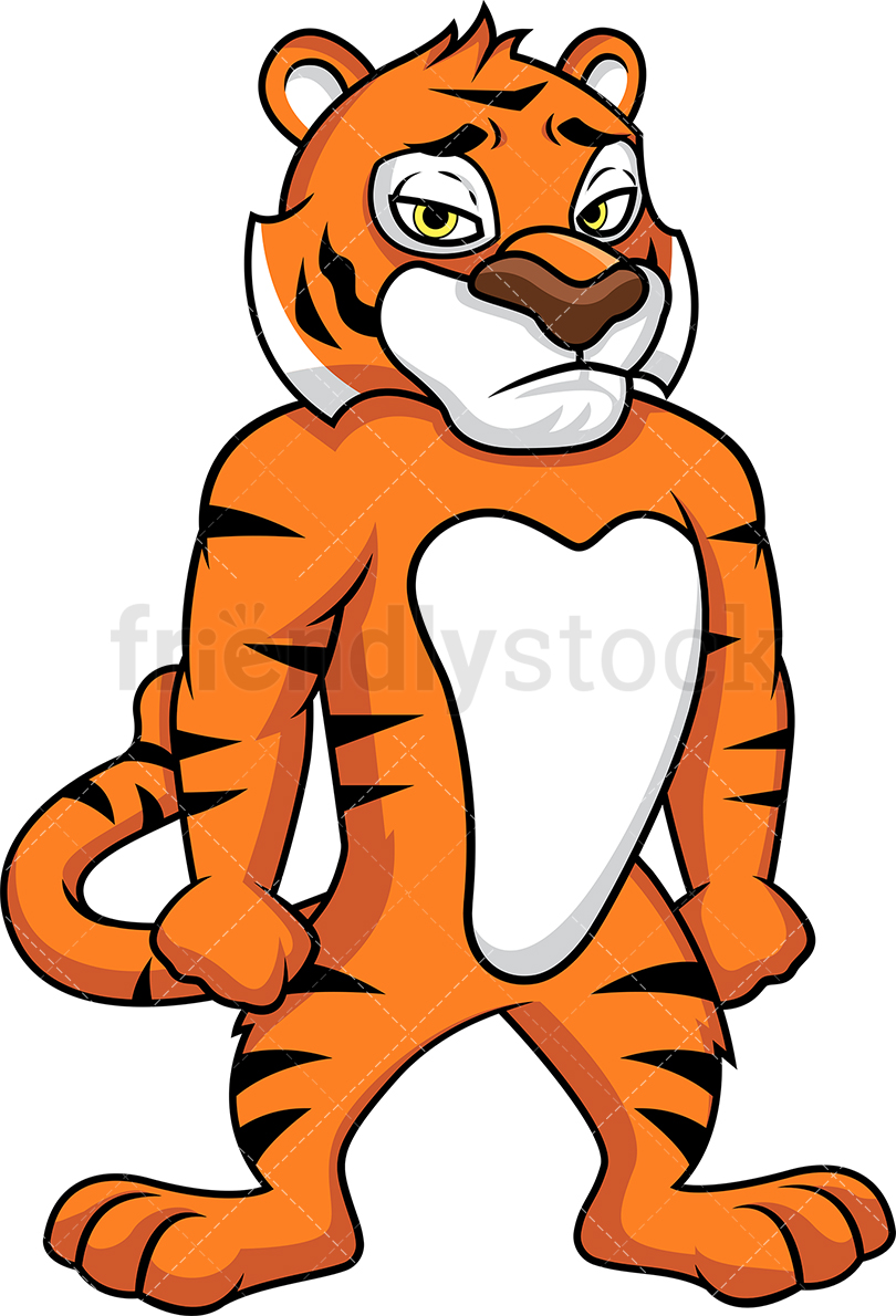 810x1190 Tiger Mascot Looking Sad Vector Cartoon Clipart