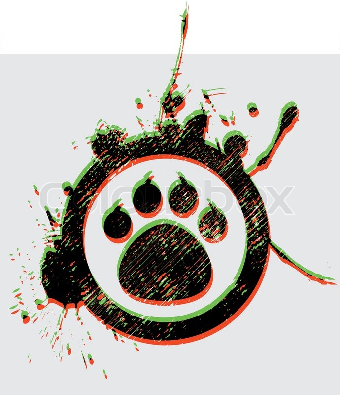 690x800 Tiger Paw In Grunge Circle Stock Vector Colourbox