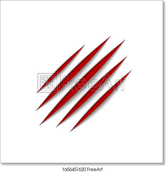 561x581 Free Art Print Of Red Claws Animal Scratch Scrape Track Cat