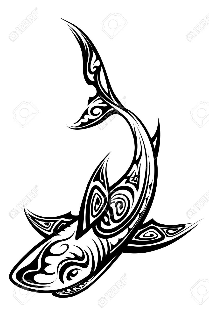 866x1300 Stock Vector Cricut Tattoos, Hawaiian Tattoo, Shark Tattoos