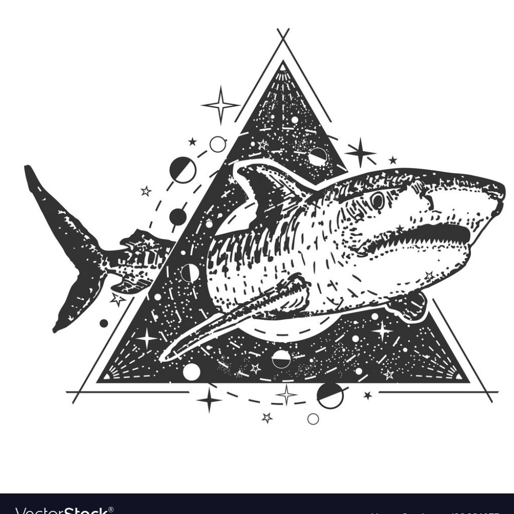 1024x1024 Tiger Shark Coloring Pages With Geometric Shark Tattoo Or T Shirt
