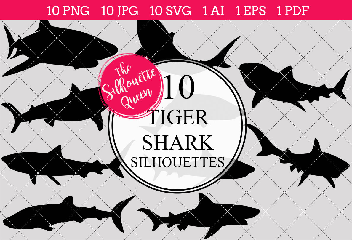 1188x810 Tiger Shark Silhouette Vector