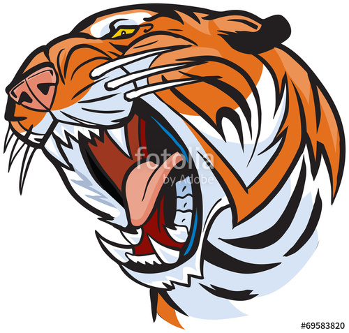 Tiger Head Roaring Vector Cartoon Illustration Stock Image 500x477 Tiger Head Roaring Vector Cartoon Illustration Stock Image