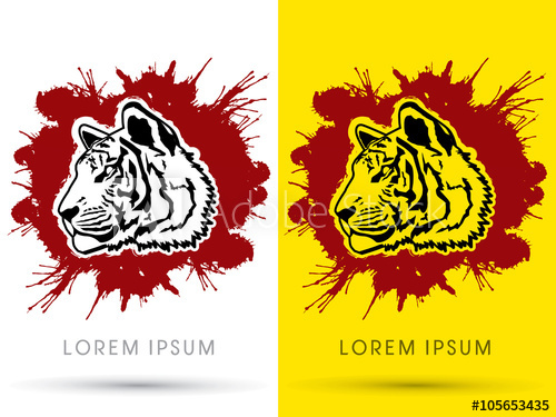 Tiger Face, Head, Side View, On Splash Grunge Blood Background 500x375 Tiger Face, Head, Side View, On Splash Grunge Blood Background