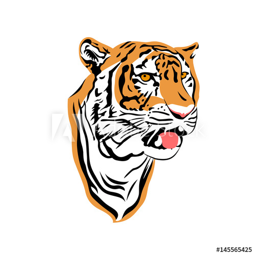 Tiger Head In Side View Vector Illustration Isolated On White 500x500 Tiger Head In Side View Vector Illustration Isolated On White