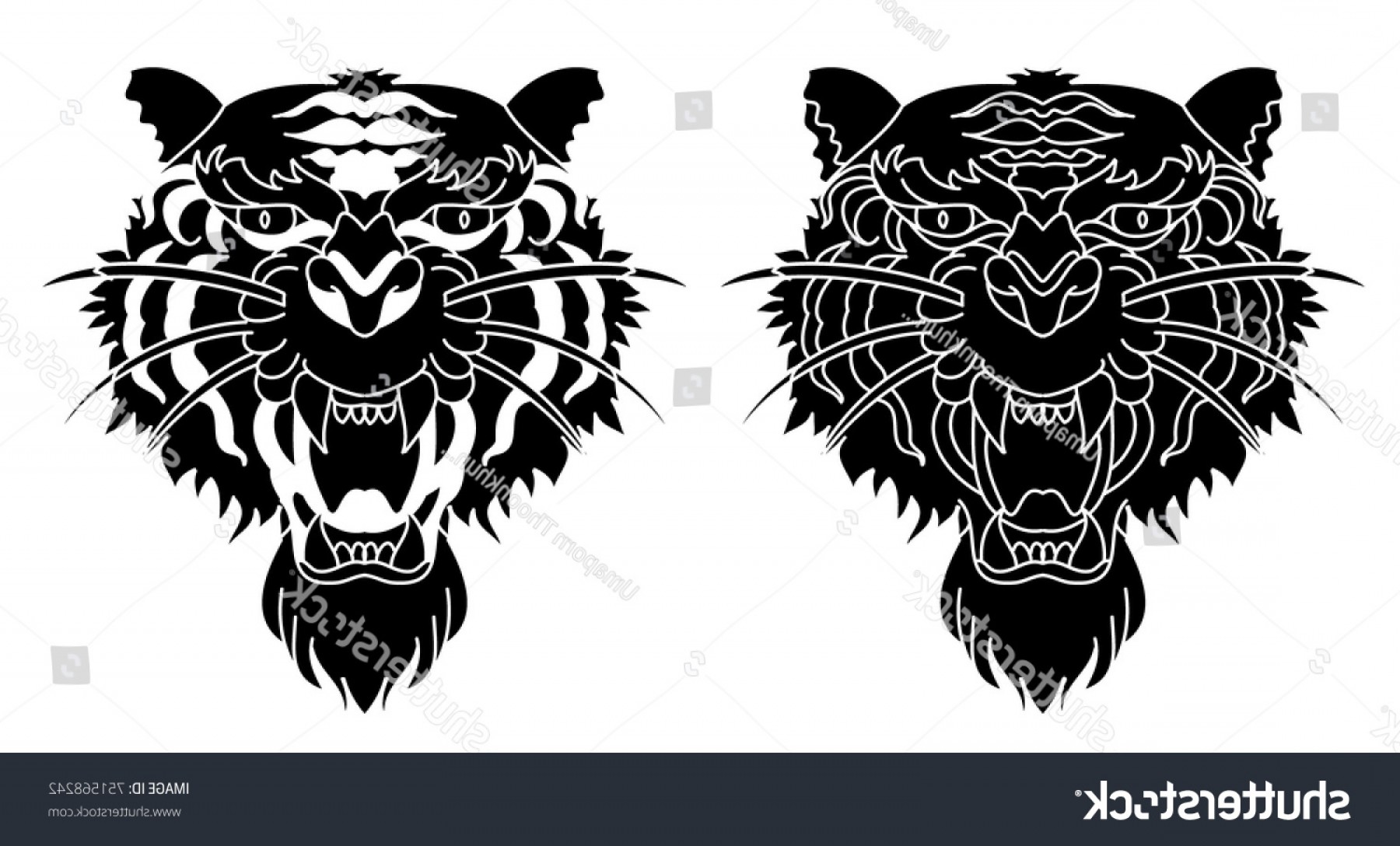 1800x1088 Tiger Face Silhouette Vector Catamart