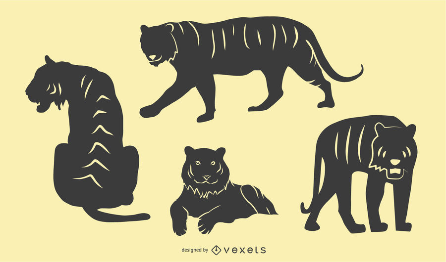 900x530 Tiger Silhouette Set