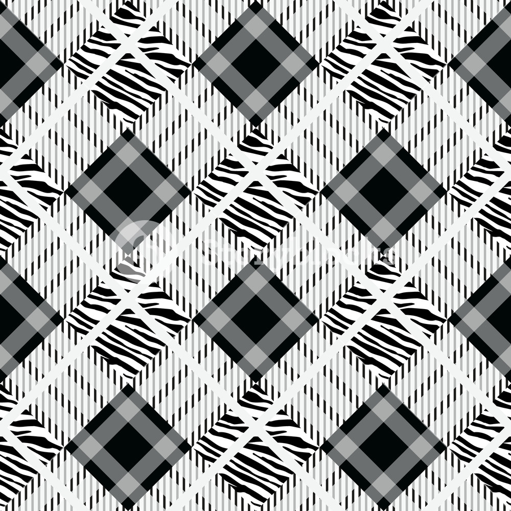 1000x1000 Plaid Tartan Seamless With Zebra Stripes Pattern Zebra Print