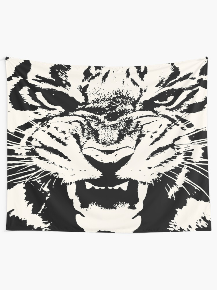White Tiger Vector Wall Tapestry 750x1000 White Tiger Vector Wall Tapestry
