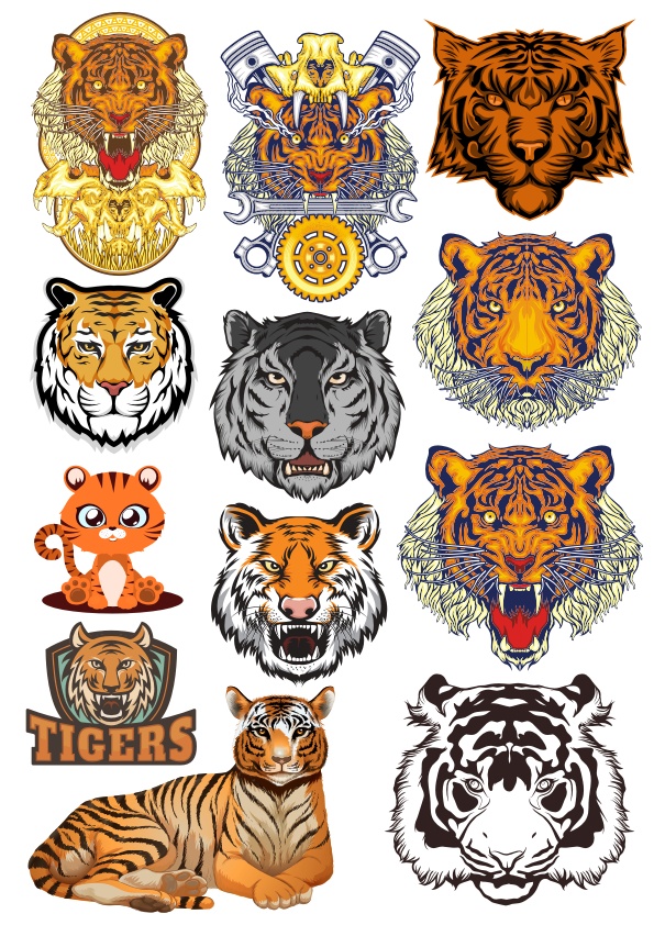 Tigers Vector Set Free Vector Download In Cdr 595x842 Tigers Vector Set Free Vector Download In Cdr