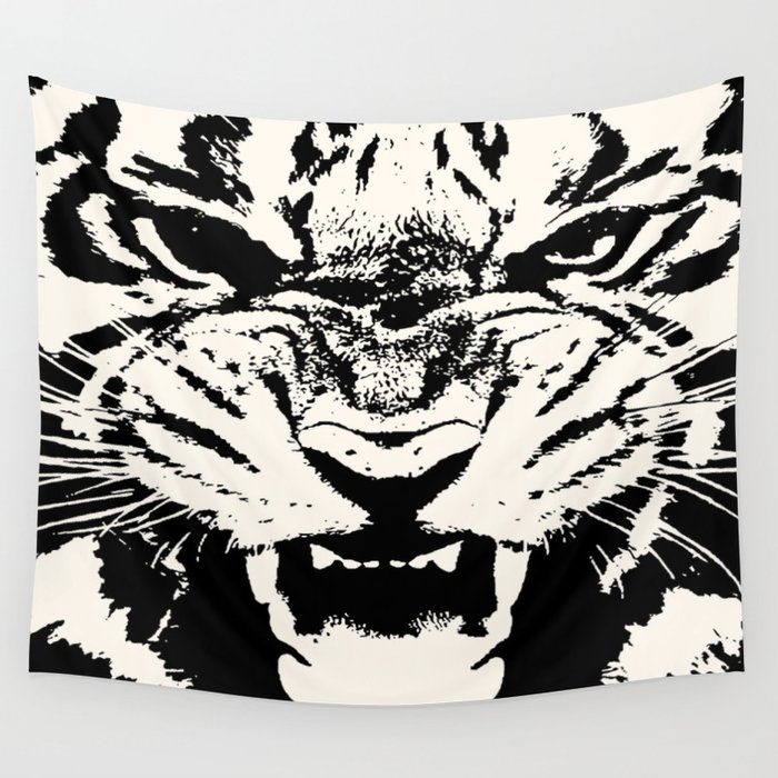 700x700 White Tiger Vector Wall Tapestry