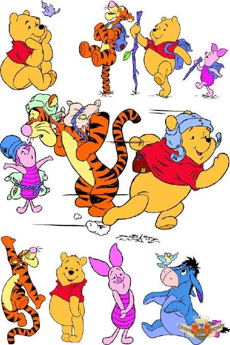 450x675 Winnie Pooh Piglet Tigger Eeyore Vector Drawing