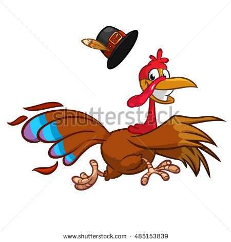 450x470 Happy Turkey Cartoon Running Vector Cartoon Vector Art Clip