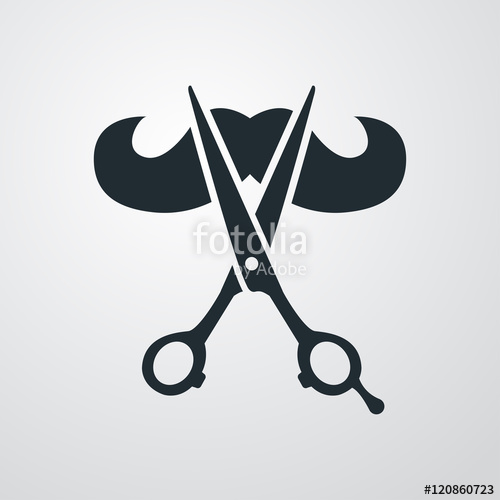 500x500 Icono Plano Bigote Y Tijeras Sobre Fondo Degradado Stock Image