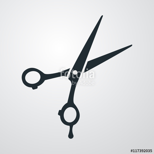 500x500 Icono Plano Tijeras De Peluquero Sobre Fondo Degradado Stock