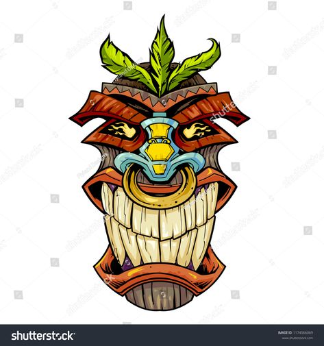 473x505 Tiki Island Head Vector Art Characters In Vector Art