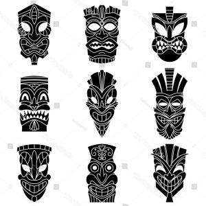 300x300 Tiki Tribal Wooden Mask Vector Studiogrfx