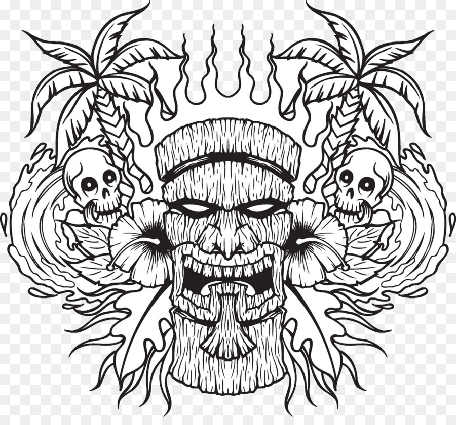 900x840 Download Tiki Mask Cartoon Illustration Skull Vector Mask
