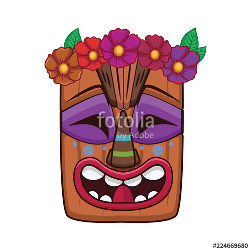500x500 Happy Tiki Mask With Floral Crown Stock Image And Royalty Free