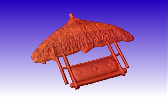 570x329 Tiki Hut Vector Art Relief Model For Cnc Router Projects Or Etsy