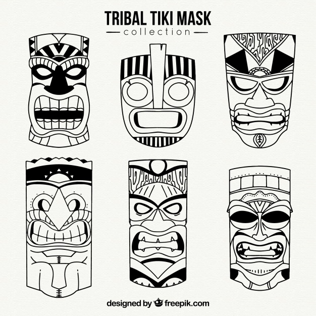 Polinesyan Tiki Masks Vector Free Download 626x626 Polinesyan Tiki Masks Vector Free Download
