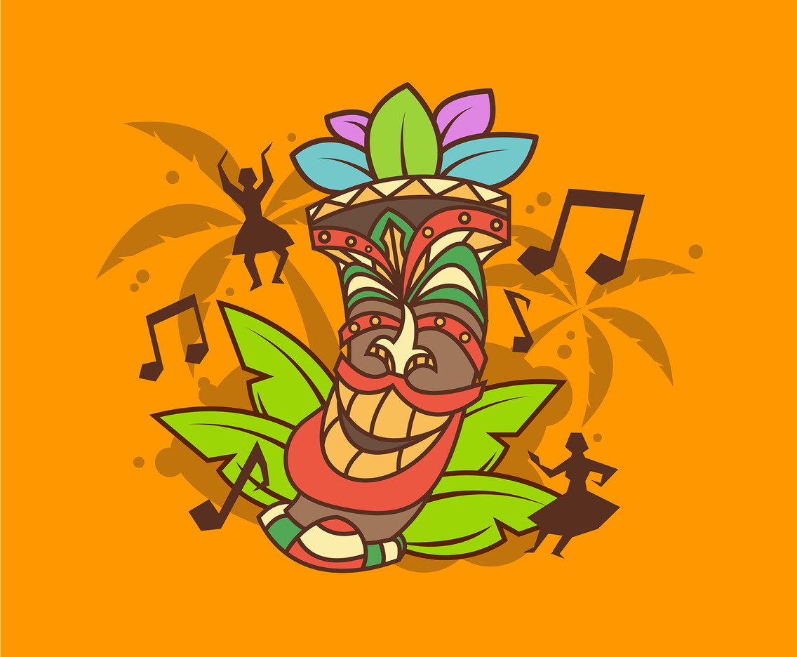 Tiki Tribal Mask And Music Vector Art Graphics 1136x936 Tiki Tribal Mask And Music Vector Art Graphics