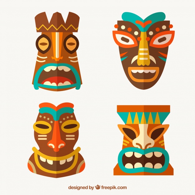 Traditional Tiki Mask Collection Vector Free Download 626x626 Traditional Tiki Mask Collection Vector Free Download