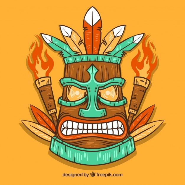 Hand Drawn Angry Tiki Mask With Torches Free Vector Maska Tiki 626x626 Hand Drawn Angry Tiki Mask With Torches Free Vector Maska Tiki