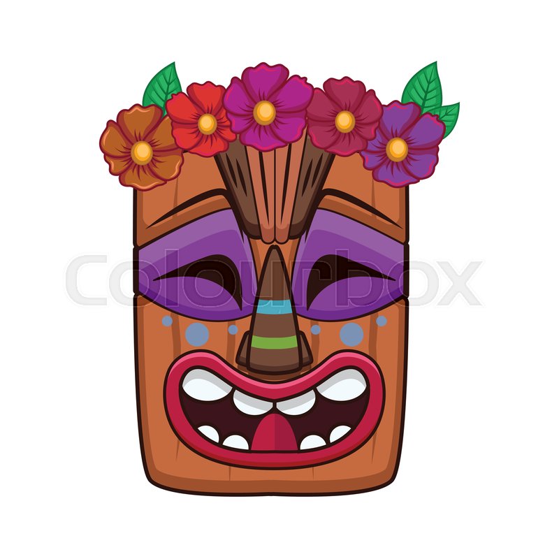 Happy Tiki Mask With Floral Crown Stock Vector Colourbox 800x800 Happy Tiki Mask With Floral Crown Stock Vector Colourbox