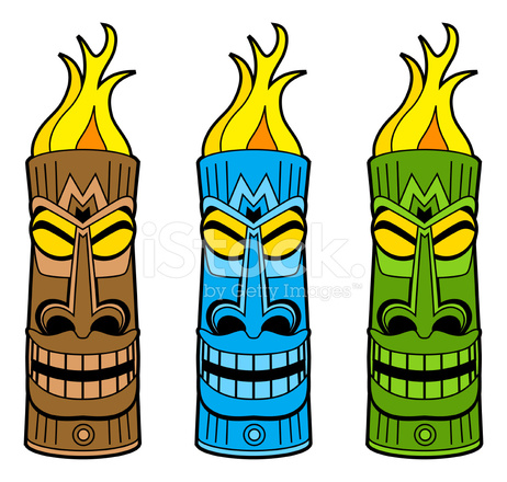 462x440 Tiki Torch Trio Stock Vector