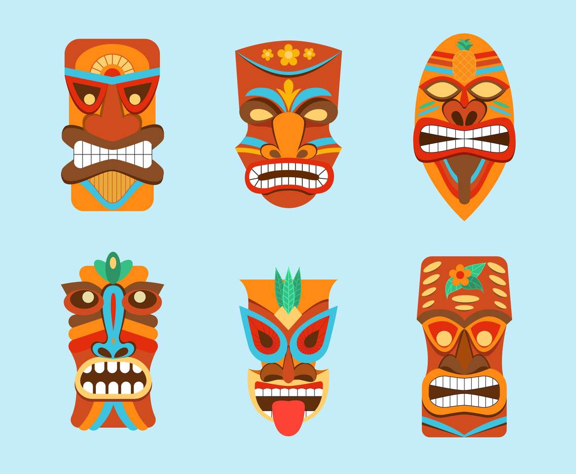 1136x936 Tiki Ethnic Masks Vector Vector Art Graphics