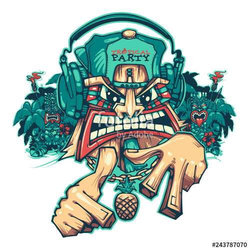 500x500 Tiki Tropical Party Tiki Dj Can Be Used For Creating Logo