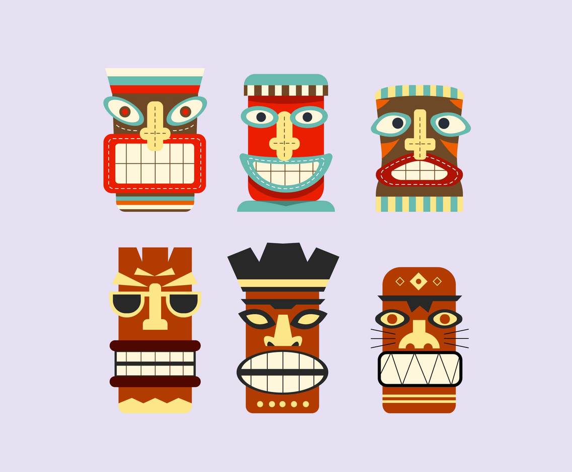 1136x936 Fun Tiki Tribal Masks Vector Vector Art Graphics