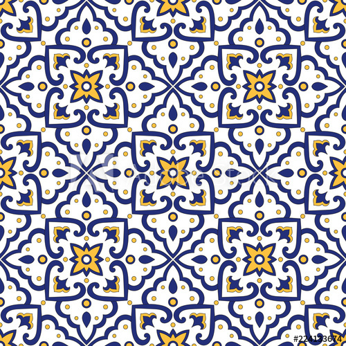 500x500 Italian Tile Pattern Vector Seamless With Vintage Ornaments