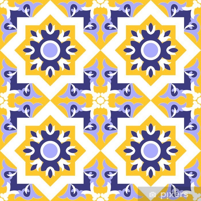 700x700 Ornamental Pattern Vector Seamless Blue, Yellow And White Color