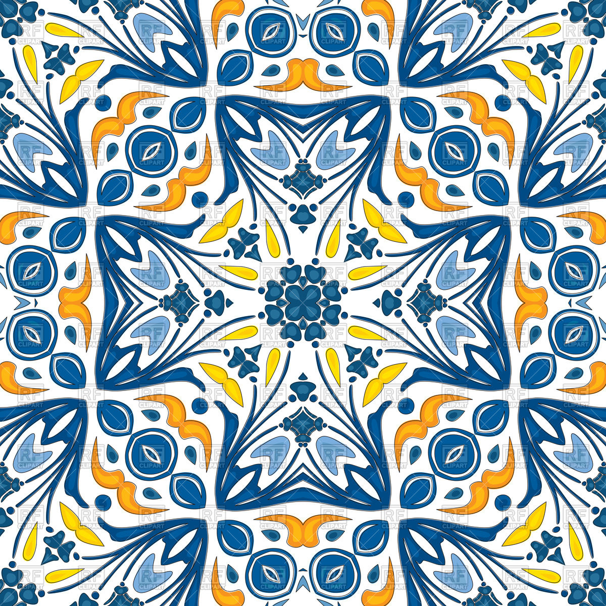 1200x1200 Seamless Pattern Blue In Traditional Style