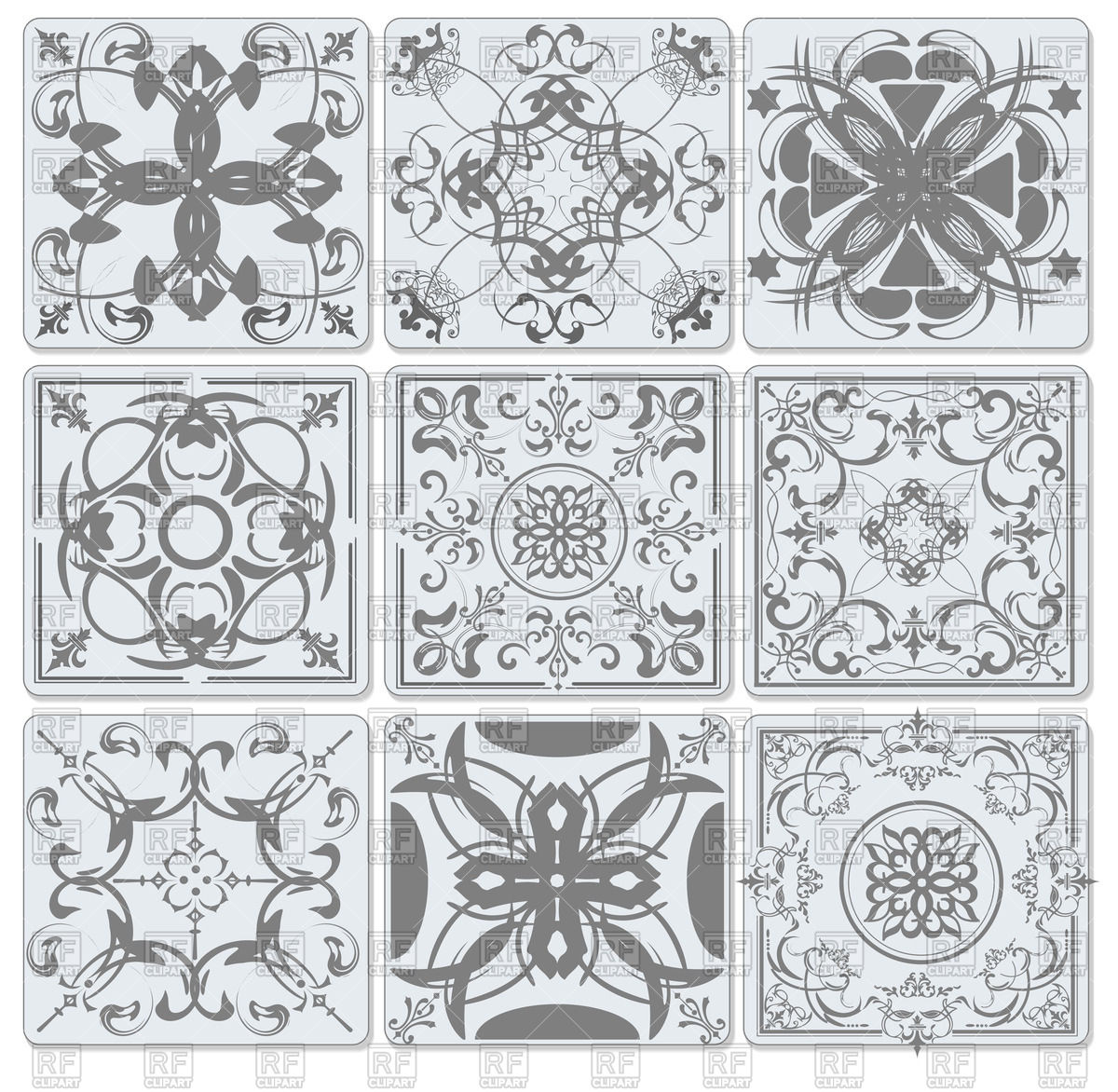 1200x1172 Finishing Tile With Stylized Floral Patterns Vector Image