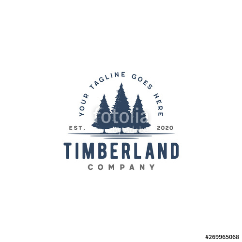 500x500 Retro Vintage Evergreen, Pines, Spruce, Cedar Trees Logo Stock