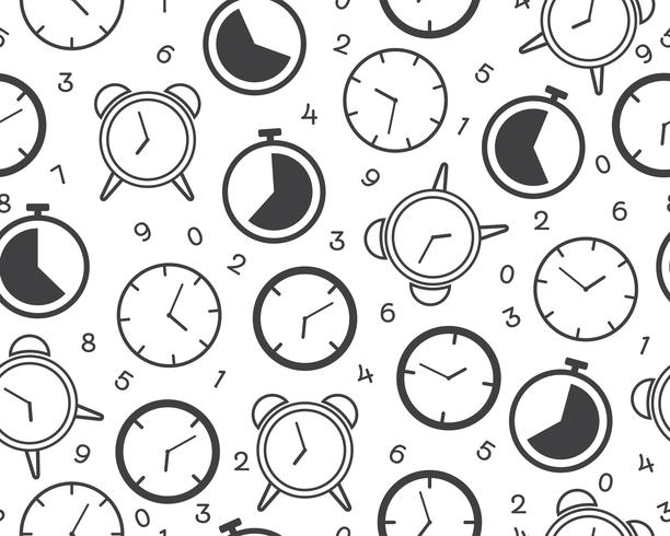 612x490 Seamless Pattern Of Clock Timer Icon With Number On White