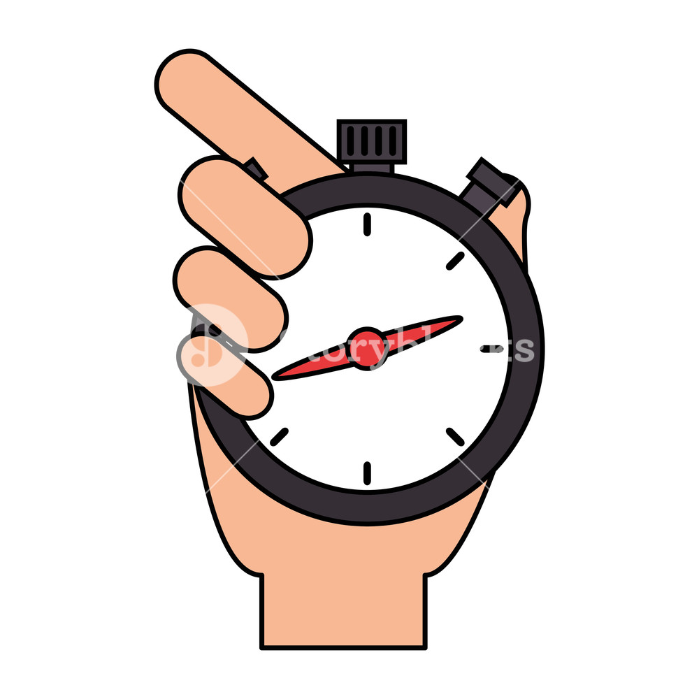 1000x1000 Hand With Chronometer Timer Vector Illustration Design Royalty