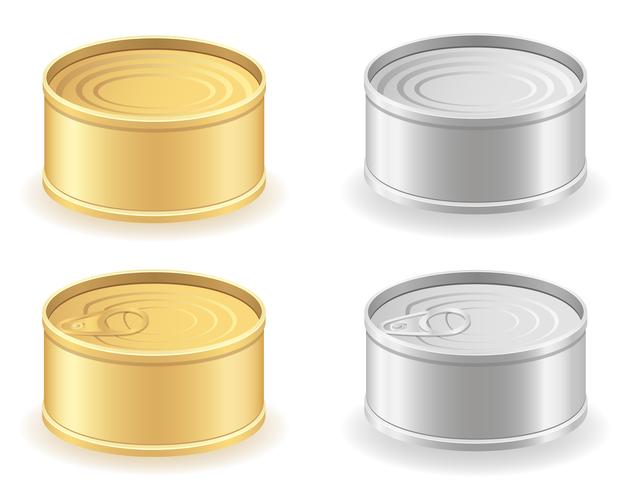 Metal Tin Can Set Icons Vector Illustration 630x490 Metal Tin Can Set Icons Vector Illustration