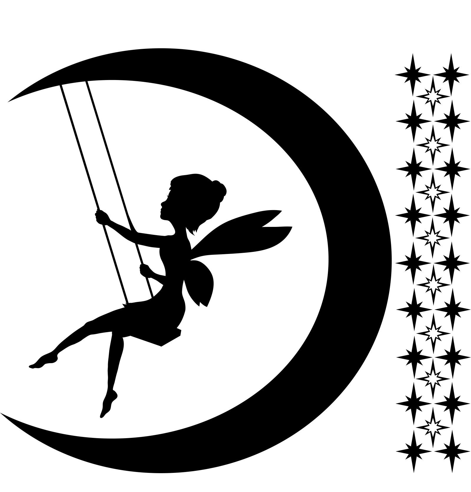 1600x1672 Tinkerbell With Moon Vector Fairy On Moon Silhouette Fairy