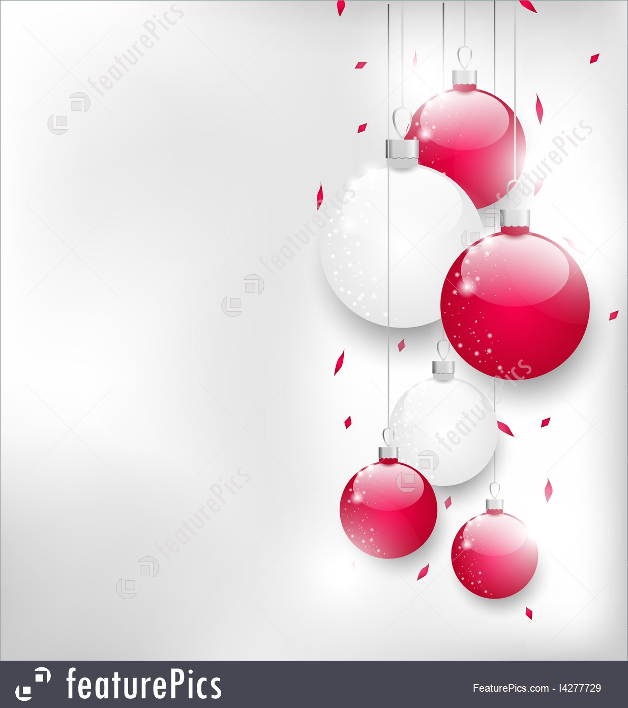 1235x1392 Illustration Of Christmas Card With Colorful Glass Balls And Tinsel
