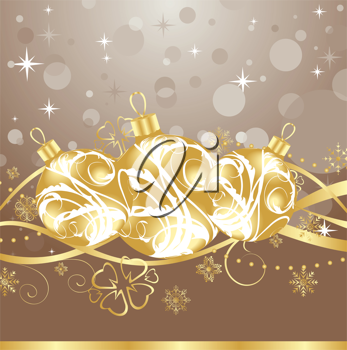 347x350 Illustration Background With Christmas Balls And Tinsel