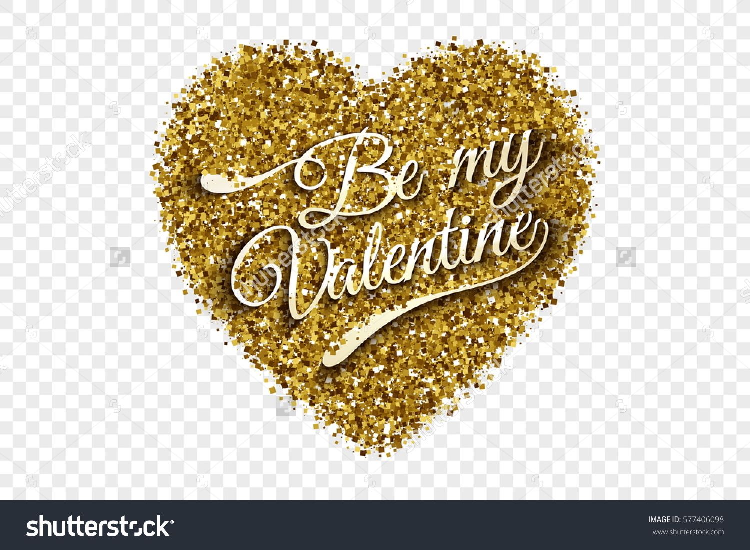1500x1101 Be My Valentine Illustration Golden Shiny Tinsel Square Particles